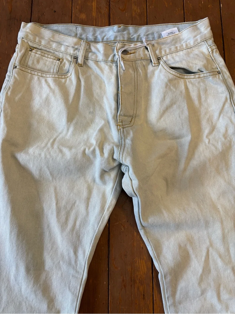 MNML Jeans Retro Ocean Waves Mountain Art Washed Denim Pants